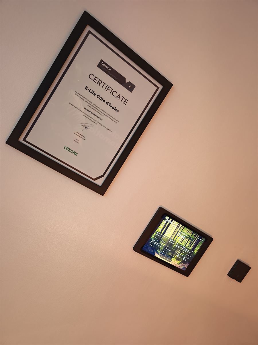 Certificat Loxone Silver Partner décerné à E-Life Côte d'Ivoire